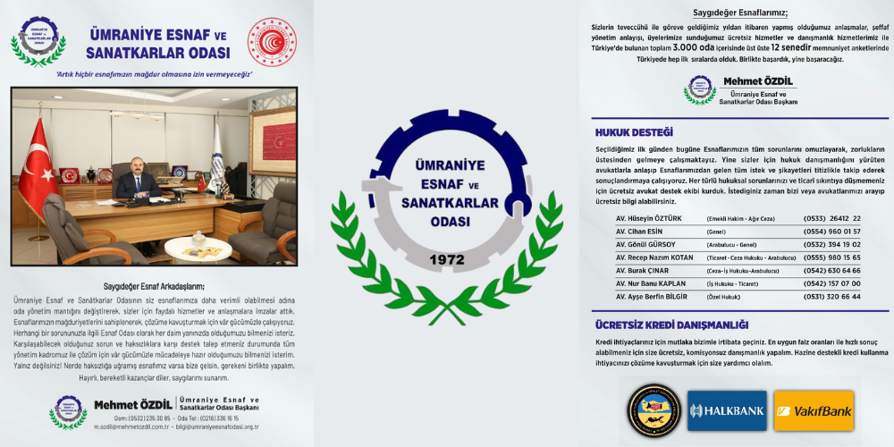Ümraniye Esnaf ve Sanatkarlar Odasının Hizmetlerini İçeren Broşür Yayında! 
